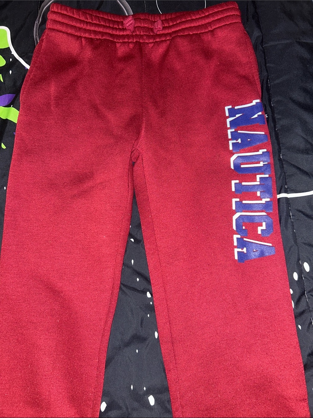Nautica Boys Burgundy Fleece Joggers with Side Logo